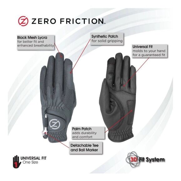Universal Fit Zero Friction Compression-Fit Technology Ladies Left Glove - Picture 4 of 7